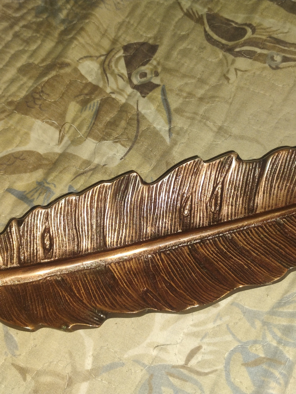 Two's Company Metallic Copper Feather Accent Tray